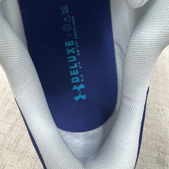 Mens Size 11 Under Armour Charged Pursuit 3 White & Blue Running Shoes - Picture 6 of 8